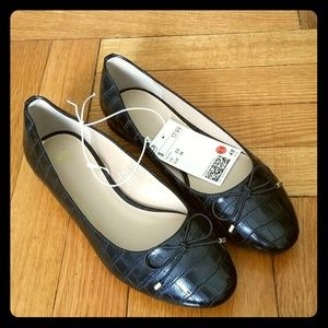 Faux Croc Ballet Flats